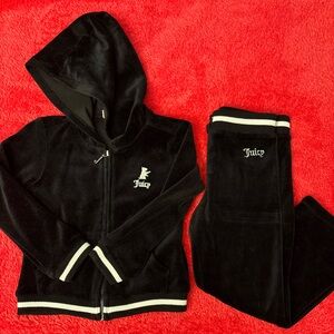 Juicy Couture Black Velour Set with White Trim